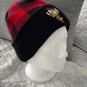 Men’s Vintage Bee Red and Black Checkered Beanie Toque